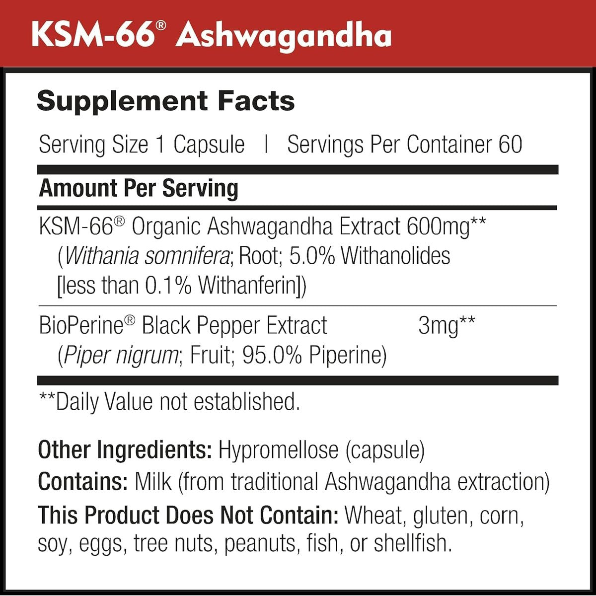 DailyNutra KSM-66 Ashwagandha 600mg Bioaktiver Wurzelextrakt - Hochdosiertes Nahrungsergänzungsmittel mit 5% Withanoliden | Lindert Müdigkeit, Fördert Entspannung, Konzentration, Energie & Muskelwachstum (60 Kapseln)