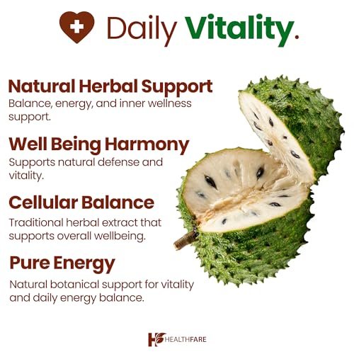 Healthfare Graviola Soursop Extrakt 5000mg | Annona Muricata | 200 vegane Kapseln | Hochdosierte Blatt- & Fruchtmischung | Nicht-GVO | Glutenfrei | Hergestellt in den USA