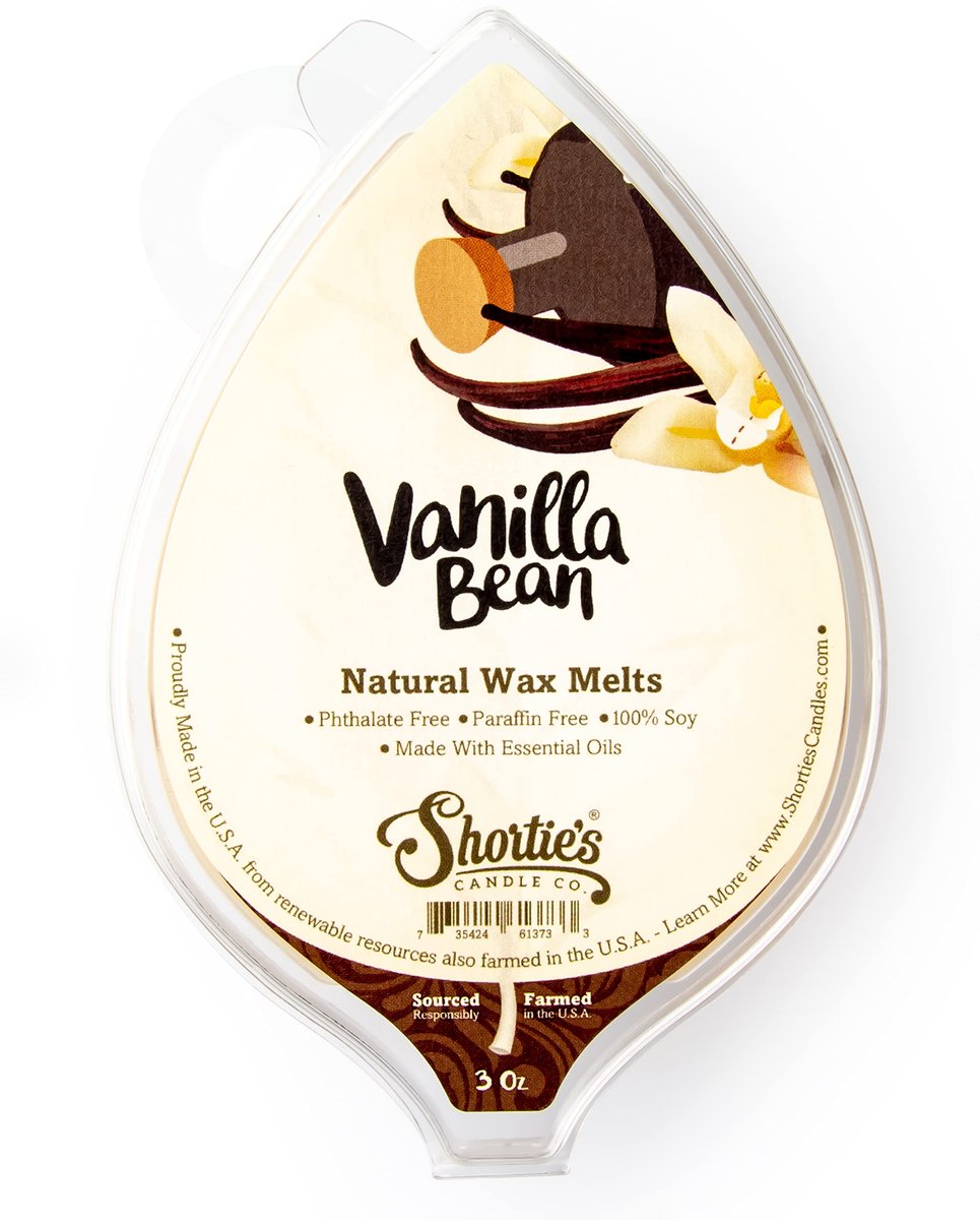 Shortie's Candle Company Vanille-Bohnen natürliche Sojawachs-Schmelzen – 1 stark duftender 85 g Riegel – Hergestellt mit 100 % Soja und ätherischen Duftölen – Phthalat- & paraffinfrei, vegan, ungiftig