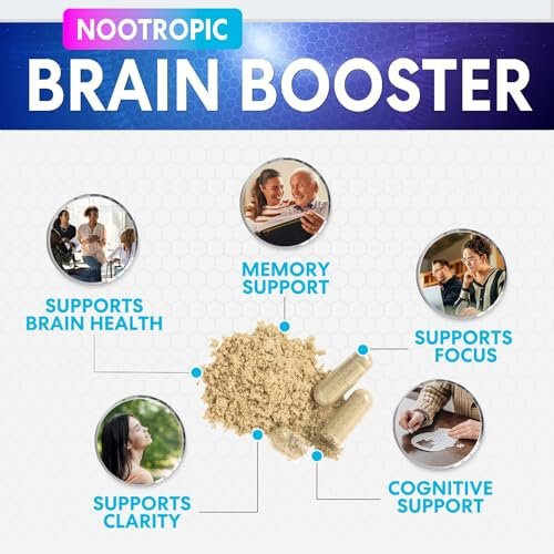 Natur's Peak Gehirn Booster – 3-fache Stärke Nootropika für Konzentration, Klarheit & Fokus – Kognitive Vitamine mit Bacopa, Phosphatidylserin & DMAE – 60 Kapseln