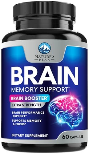 Natur's Peak Gehirn Booster – 3-fache Stärke Nootropika für Konzentration, Klarheit & Fokus – Kognitive Vitamine mit Bacopa, Phosphatidylserin & DMAE – 60 Kapseln