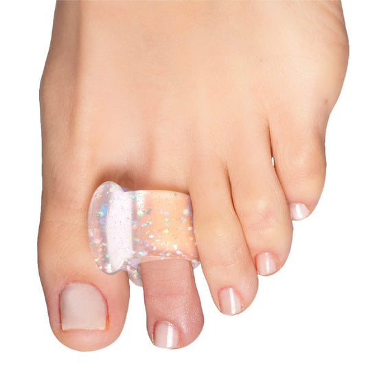 ZenToes Gel-Zehenspreizer für überlappende Zehen, Hallux Valgus, Großzehenausrichtung, Korrektor und Abstandshalter - 4er-Pack (Glitzer)