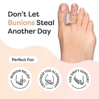 ZenToes Gel-Zehenspreizer für überlappende Zehen, Hallux Valgus, Großzehenausrichtung, Korrektor und Abstandshalter - 4er-Pack (Glitzer)
