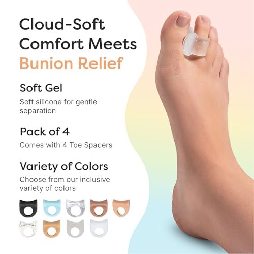 ZenToes Gel-Zehenspreizer für überlappende Zehen, Hallux Valgus, Großzehenausrichtung, Korrektor und Abstandshalter - 4er-Pack (Glitzer)