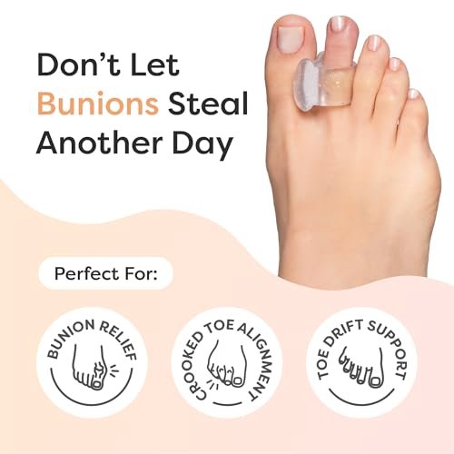 ZenToes Gel-Zehenspreizer für überlappende Zehen, Hallux Valgus, Großzehenausrichtung, Korrektor und Abstandshalter - 4er-Pack (Glitzer)
