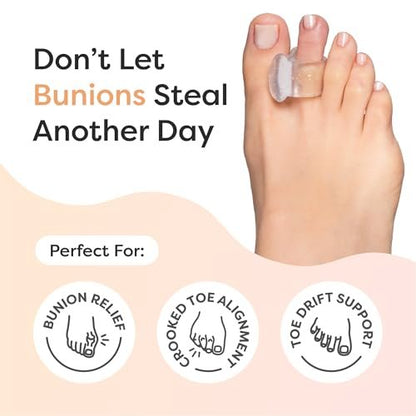 ZenToes Gel-Zehenspreizer für überlappende Zehen, Hallux Valgus, Großzehenausrichtung, Korrektor und Abstandshalter - 4er-Pack (Glitzer)