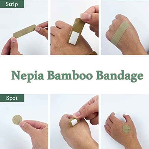 Nepia Hypoallergene Bambus-Wundpflaster mit verschiedenen Formen | PFAS-frei & Latexfrei | Umweltfreundliche, kompostierbare Pflaster für empfindliche Haut | Flexible Stoffpflaster im Familienpack (100 Stück)