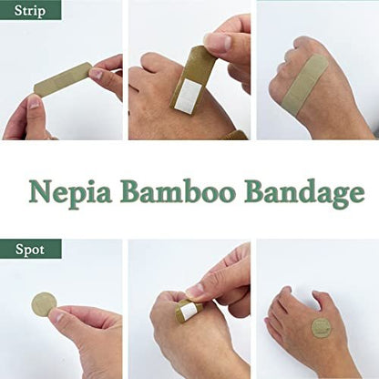 Nepia Hypoallergene Bambus-Wundpflaster mit verschiedenen Formen | PFAS-frei & Latexfrei | Umweltfreundliche, kompostierbare Pflaster für empfindliche Haut | Flexible Stoffpflaster im Familienpack (100 Stück)