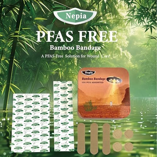 Nepia Hypoallergene Bambus-Wundpflaster mit verschiedenen Formen | PFAS-frei & Latexfrei | Umweltfreundliche, kompostierbare Pflaster für empfindliche Haut | Flexible Stoffpflaster im Familienpack (100 Stück)