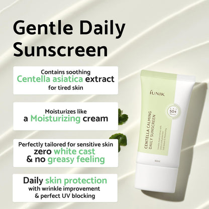 IUNIK Centella Calming Moisture Daily Sonnenschutz SPF 50+ PA++++ Matt & ohne weißen Schild – Centella Asiatica für trockene, fettige & empfindliche Haut – Vegane koreanische Hautpflege