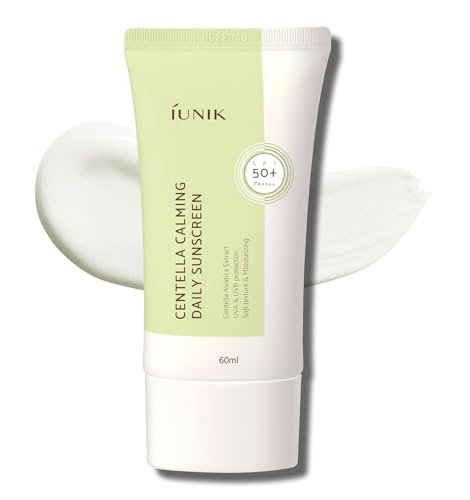 IUNIK Centella Calming Moisture Daily Sonnenschutz SPF 50+ PA++++ Matt & ohne weißen Schild – Centella Asiatica für trockene, fettige & empfindliche Haut – Vegane koreanische Hautpflege