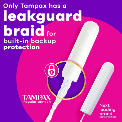 Tampax Radiant Tampons Multipack, mit LeakGuard-Braid, leichte/mittlere Saugstärke, unparfümiert, 26 Stück