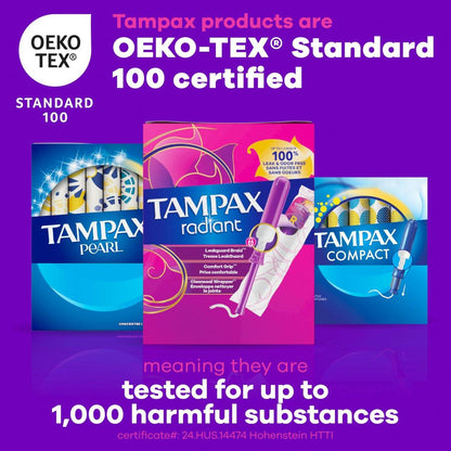 Tampax Radiant Tampons Multipack, mit LeakGuard-Braid, leichte/mittlere Saugstärke, unparfümiert, 26 Stück