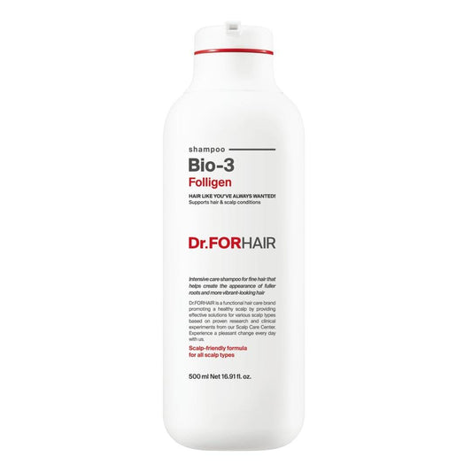Dr.FORHAIR Folligen Bio-3 Shampoo | Koreanische Haarpflege | Klärendes, voluminöses & stärkendes Shampoo für dichteres & voller aussehendes Haar, 500 ml