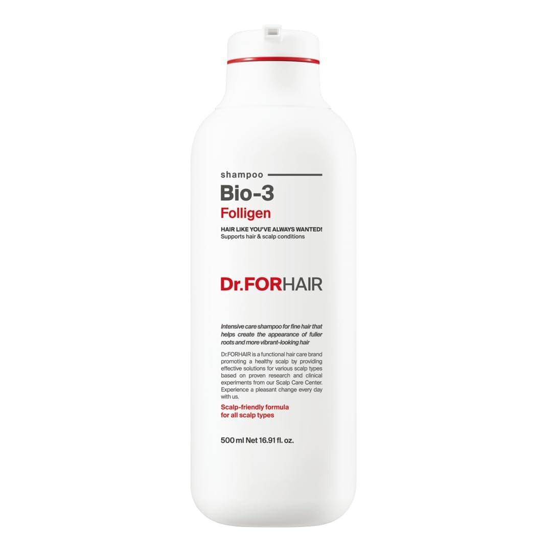 Dr.FORHAIR Folligen Bio-3 Shampoo | Koreanische Haarpflege | Klärendes, voluminöses & stärkendes Shampoo für dichteres & voller aussehendes Haar, 500 ml