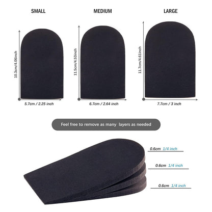 SIIHEA Verstellbare Fersenerhöhungen für Schuhe – 1/4 Zoll Höhenausgleich für Achillessehnenentzündung, Fersenschmerzen, Beinlängendifferenz, Plantarfasziitis – Schuh Einlagen für Männer & Frauen (Schwarz, Größe L (1 Paar))