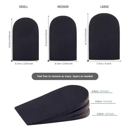 SIIHEA Verstellbare Fersenerhöhungen für Schuhe – 1/4 Zoll Höhenausgleich für Achillessehnenentzündung, Fersenschmerzen, Beinlängendifferenz, Plantarfasziitis – Schuh Einlagen für Männer & Frauen (Schwarz, Größe L (1 Paar))