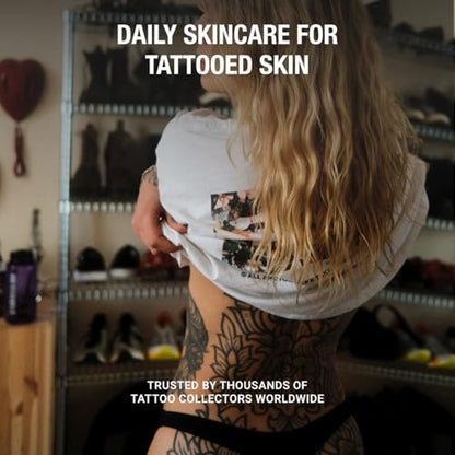 Stories & Ink Tattoo Care | Tägliche Feuchtigkeitspflege für verheilte Tattoos | Schnell einziehende Lotion mit UV-Schutz gegen Verblassen, 200 ml