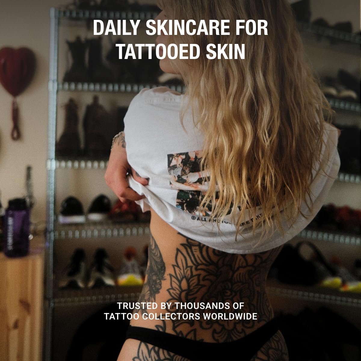 Stories & Ink Tattoo Care | Tägliche Feuchtigkeitspflege für verheilte Tattoos | Schnell einziehende Lotion mit UV-Schutz gegen Verblassen, 200 ml