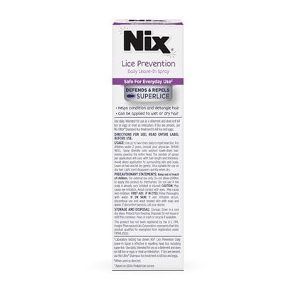 Nix Lice Prevention Tägliches Leave-In Spray für Kinder – Lang anhaltender Schutz, wehrt Superläuse ab, 177 ml