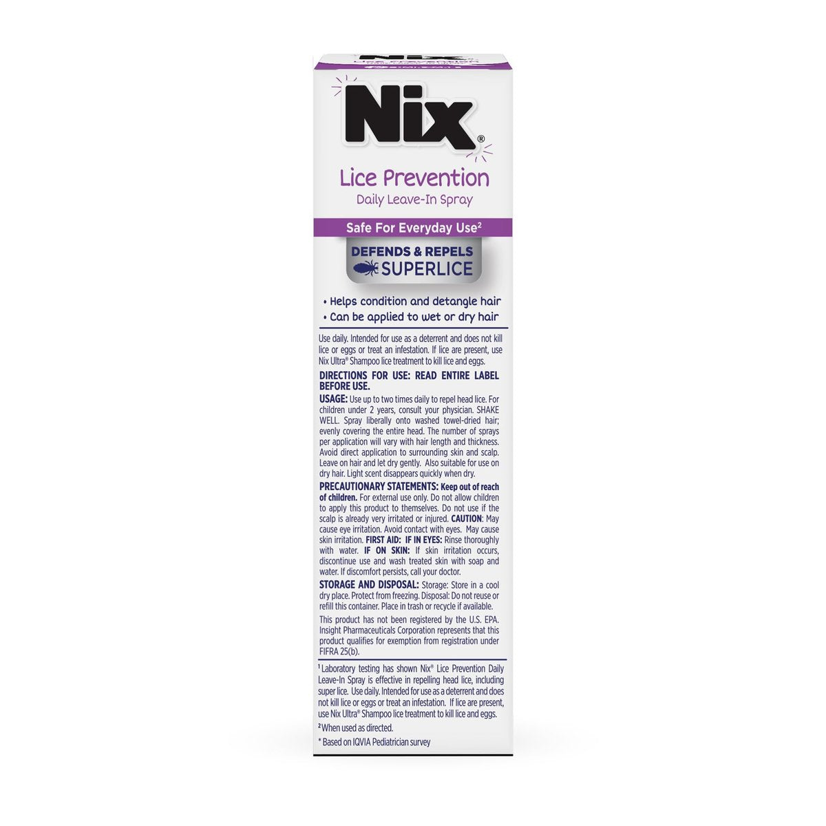 Nix Lice Prevention Tägliches Leave-In Spray für Kinder – Lang anhaltender Schutz, wehrt Superläuse ab, 177 ml