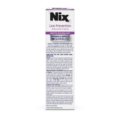 Nix Lice Prevention Tägliches Leave-In Spray für Kinder – Lang anhaltender Schutz, wehrt Superläuse ab, 177 ml