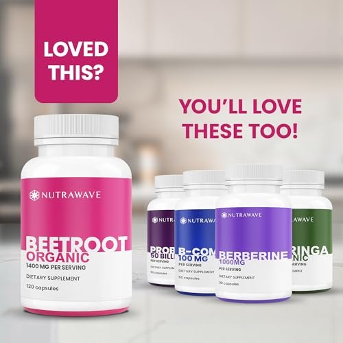 Nutra Wave 1400 mg Bio-Rote-Bete-Kapseln pro Portion – Stickstoffmonoxid-Booster für Männer – Unterstützt Blutdruck, Energie, Durchblutung und Herzgesundheit – Nicht-GVO, vegan – 120 Kapseln / 60-Tage-Vorrat
