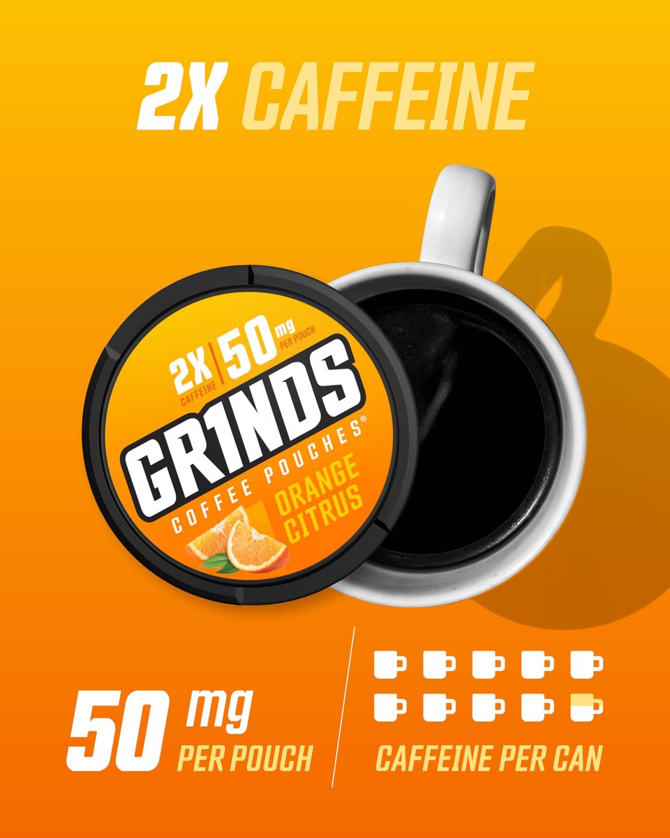 Grinds Coffee Pouches 18 pro Dose | 3 Dosen Energy Probierpaket | Double Mocha, Sweet Mint, Orange Citrus | Koffeinbeutel | Tragbare Energie | Kein Crash, Kein Zittern | B-Vitamine | Fokus | Zuckerfrei