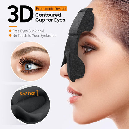 Premium Schlafmaske – 3D ergonomische Augenmaske für totales Blackout, superweicher Komfort, verstellbarer Sitz – für Zuhause, Büro, Reisen, Meditation, Yoga – Schwarz