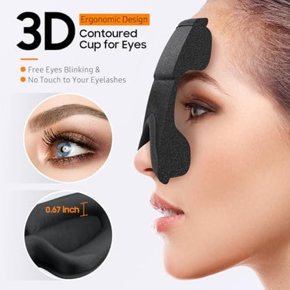 Premium Schlafmaske – 3D ergonomische Augenmaske für totales Blackout, superweicher Komfort, verstellbarer Sitz – für Zuhause, Büro, Reisen, Meditation, Yoga – Schwarz