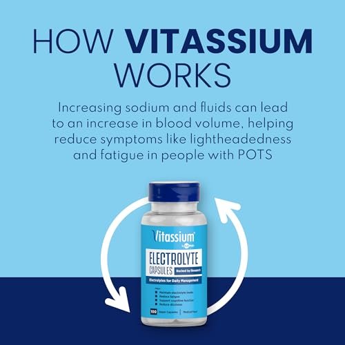 Vitassium Elektrolyt-Kapseln – 500 mg Natrium, 100 mg Kalium, ungesüßt, 100 Kapseln (Größe 0) für die Behandlung von POTS und natriumreiche Ernährung