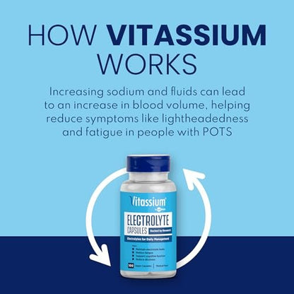 Vitassium Elektrolyt-Kapseln – 500 mg Natrium, 100 mg Kalium, ungesüßt, 100 Kapseln (Größe 0) für die Behandlung von POTS und natriumreiche Ernährung