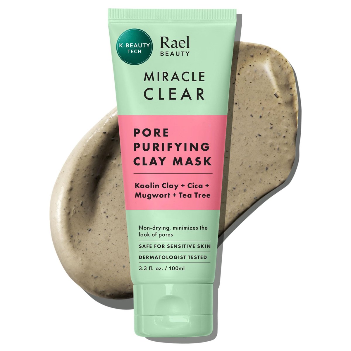 Rael Gesichtsmaske, Miracle Clear Clay Mask – Tiefenreinigung der Poren mit Teebaumöl & sanftem Peeling gegen Mitesser, Koreanische Hautpflege (100 ml)
