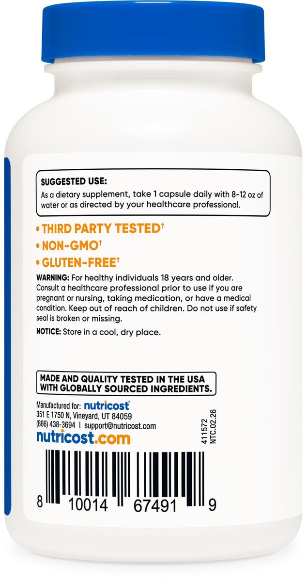 Nutricost Pantothensäure (Vitamin B5) 500mg, 120 Kapseln – Hochdosiertes B5 für Energie & Stoffwechsel