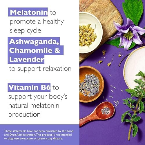 Bach RESCUE PLUS Sleep & Stress Support Gummibärchen, Nacht-Nahrungsergänzung mit 1 mg Melatonin, Ashwagandha, Kamille, Lavendel & Vitamin B6, natürlicher Blaubeergeschmack, vegan & glutenfrei, 60 Stück