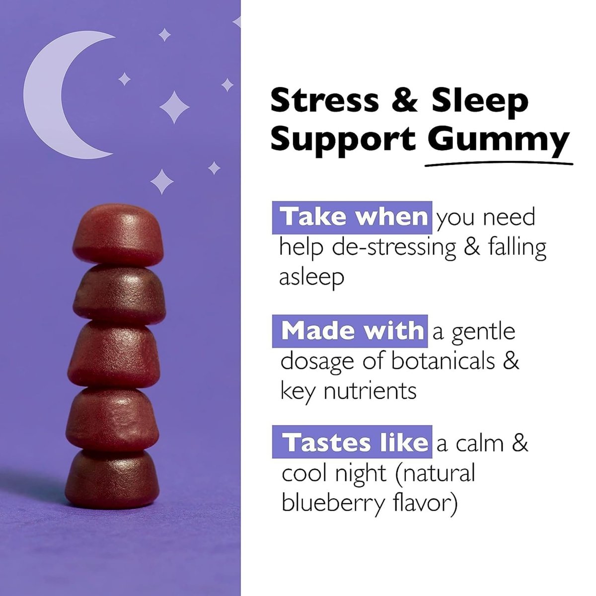 Bach RESCUE PLUS Sleep & Stress Support Gummibärchen, Nacht-Nahrungsergänzung mit 1 mg Melatonin, Ashwagandha, Kamille, Lavendel & Vitamin B6, natürlicher Blaubeergeschmack, vegan & glutenfrei, 60 Stück