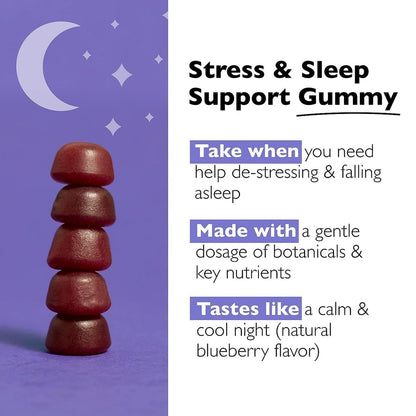 Bach RESCUE PLUS Sleep & Stress Support Gummibärchen, Nacht-Nahrungsergänzung mit 1 mg Melatonin, Ashwagandha, Kamille, Lavendel & Vitamin B6, natürlicher Blaubeergeschmack, vegan & glutenfrei, 60 Stück