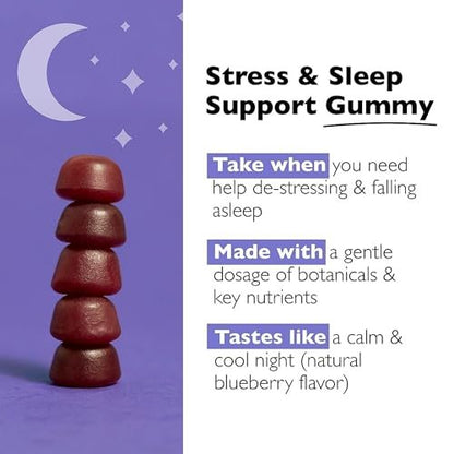 Bach RESCUE PLUS Sleep & Stress Support Gummibärchen, Nacht-Nahrungsergänzung mit 1 mg Melatonin, Ashwagandha, Kamille, Lavendel & Vitamin B6, natürlicher Blaubeergeschmack, vegan & glutenfrei, 60 Stück