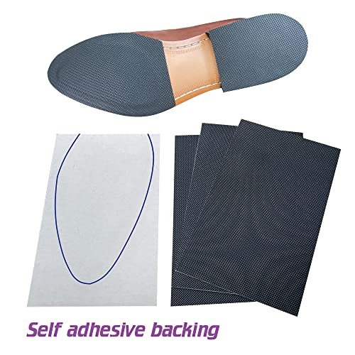 Unikstep 4-teilige Sohlenschutz-Pads für Schuhe, rutschfeste Griffstreifen für Sohle und Ferse, selbstklebend, geräuschreduzierend (Schwarz)