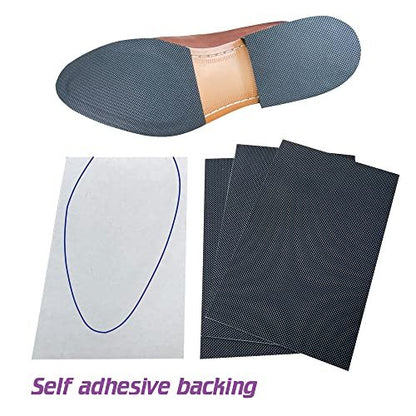 Unikstep 4-teilige Sohlenschutz-Pads für Schuhe, rutschfeste Griffstreifen für Sohle und Ferse, selbstklebend, geräuschreduzierend (Schwarz)