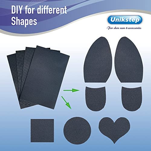 Unikstep 4-teilige Sohlenschutz-Pads für Schuhe, rutschfeste Griffstreifen für Sohle und Ferse, selbstklebend, geräuschreduzierend (Schwarz)