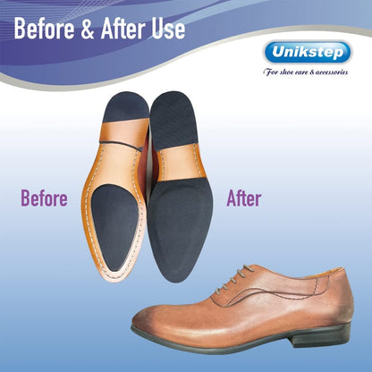 Unikstep 4-teilige Sohlenschutz-Pads für Schuhe, rutschfeste Griffstreifen für Sohle und Ferse, selbstklebend, geräuschreduzierend (Schwarz)