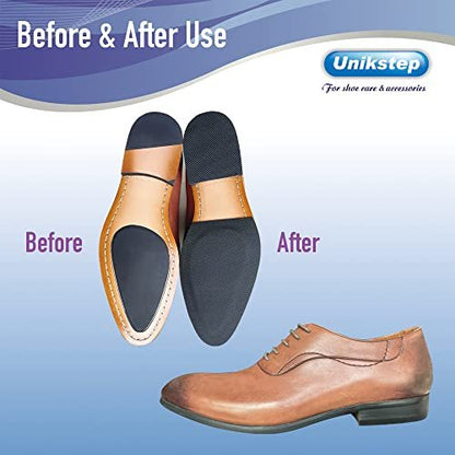 Unikstep 4-teilige Sohlenschutz-Pads für Schuhe, rutschfeste Griffstreifen für Sohle und Ferse, selbstklebend, geräuschreduzierend (Schwarz)
