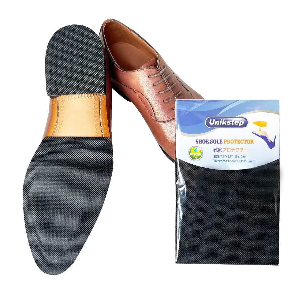 Unikstep 4-teilige Sohlenschutz-Pads für Schuhe, rutschfeste Griffstreifen für Sohle und Ferse, selbstklebend, geräuschreduzierend (Schwarz)