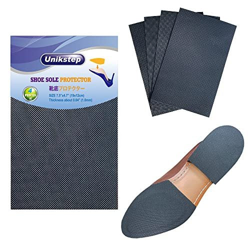 Unikstep 4-teilige Sohlenschutz-Pads für Schuhe, rutschfeste Griffstreifen für Sohle und Ferse, selbstklebend, geräuschreduzierend (Schwarz)