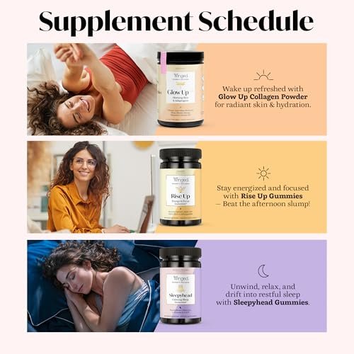 Winged Wellness Sleepyhead Natürliche Schlafgummis für Frauen - Schlafunterstützung für Erwachsene mit 3 mg Melatonin, L-Theanin, 5-HTP - Natürliches Gummipräparat - Blaubeer-Lavendel, 14 vegane Gummis
