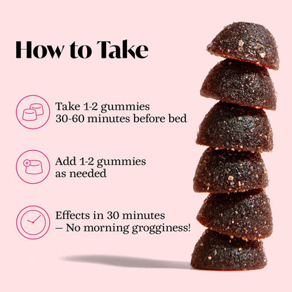 Winged Wellness Sleepyhead Natürliche Schlafgummis für Frauen - Schlafunterstützung für Erwachsene mit 3 mg Melatonin, L-Theanin, 5-HTP - Natürliches Gummipräparat - Blaubeer-Lavendel, 14 vegane Gummis