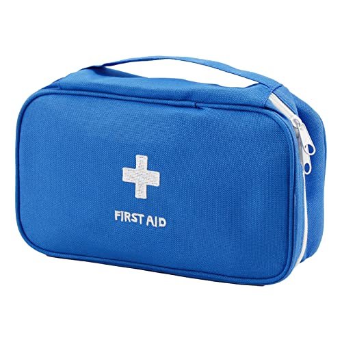 TOPASION Tragbare leere Erste-Hilfe-Tasche, Reise-Medizinbeutel, kleine Medizintasche (Blau)