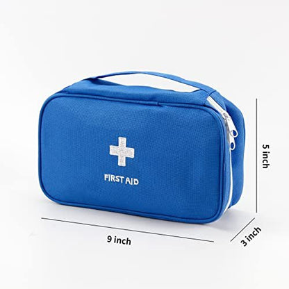 TOPASION Tragbare leere Erste-Hilfe-Tasche, Reise-Medizinbeutel, kleine Medizintasche (Blau)
