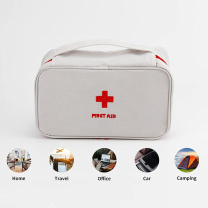 TOPASION Tragbare leere Erste-Hilfe-Tasche, Reise-Medizinbeutel, kleine Medizintasche (Blau)